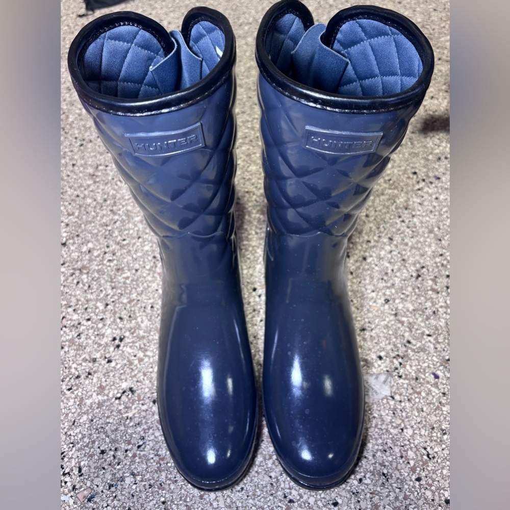 Hunter Navy Quilted Rain Boots